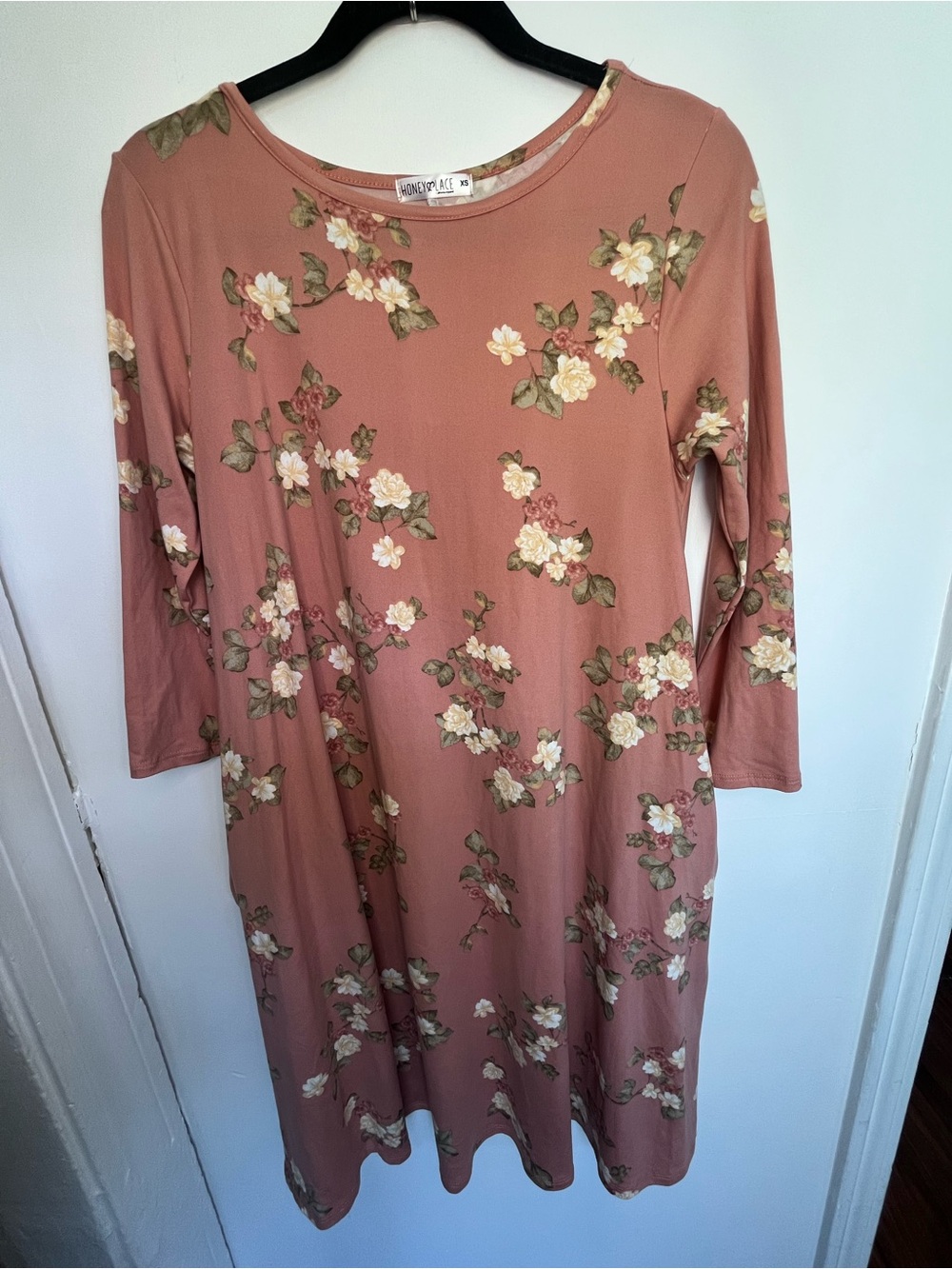 Floral Botanical Prairie Honey & Lace Pink Knee Length Dress Women’s Size XS